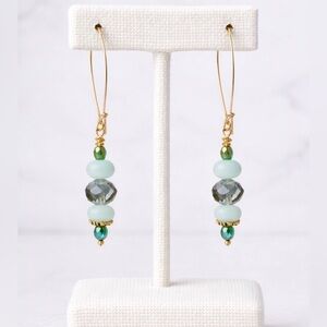 𝅺22KT Gold plated Sterling Silver earrings Genuine Amazonite BUY NOW PRICE